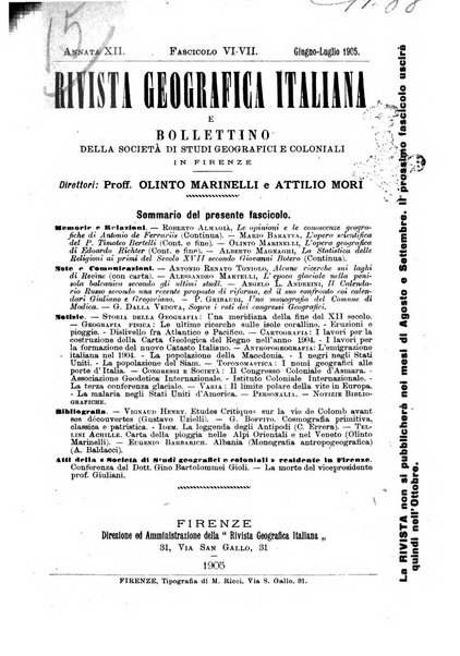 Rivista geografica italiana e Bollettino della Societa di studi geografici e coloniali in Firenze