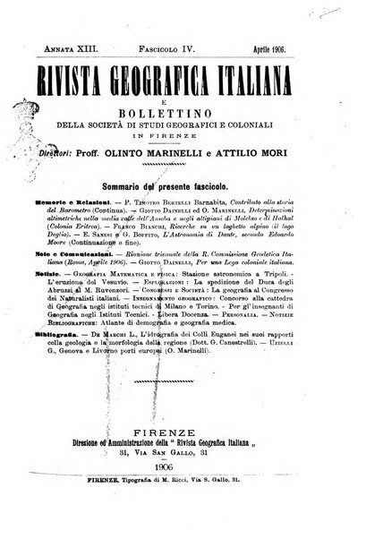 Rivista geografica italiana e Bollettino della Societa di studi geografici e coloniali in Firenze