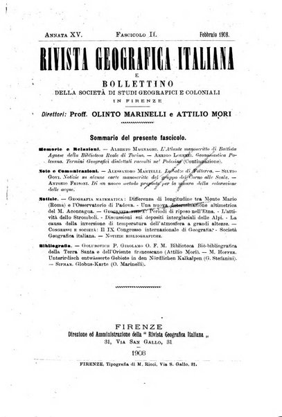 Rivista geografica italiana e Bollettino della Societa di studi geografici e coloniali in Firenze