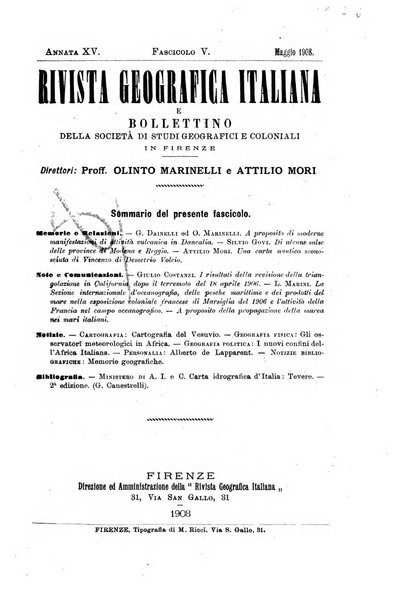 Rivista geografica italiana e Bollettino della Societa di studi geografici e coloniali in Firenze