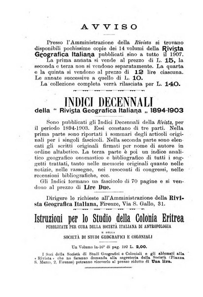 Rivista geografica italiana e Bollettino della Societa di studi geografici e coloniali in Firenze