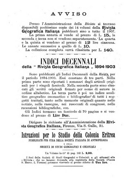 Rivista geografica italiana e Bollettino della Societa di studi geografici e coloniali in Firenze