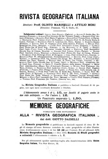 Rivista geografica italiana e Bollettino della Societa di studi geografici e coloniali in Firenze