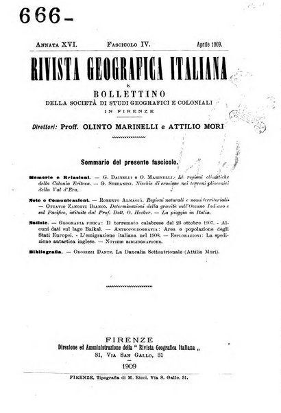 Rivista geografica italiana e Bollettino della Societa di studi geografici e coloniali in Firenze