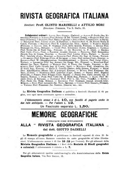 Rivista geografica italiana e Bollettino della Societa di studi geografici e coloniali in Firenze