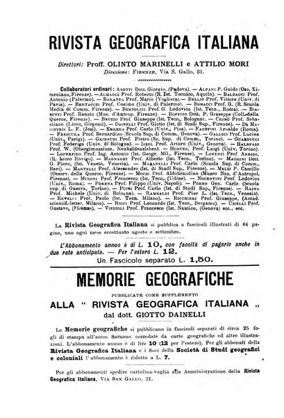 Rivista geografica italiana e Bollettino della Societa di studi geografici e coloniali in Firenze