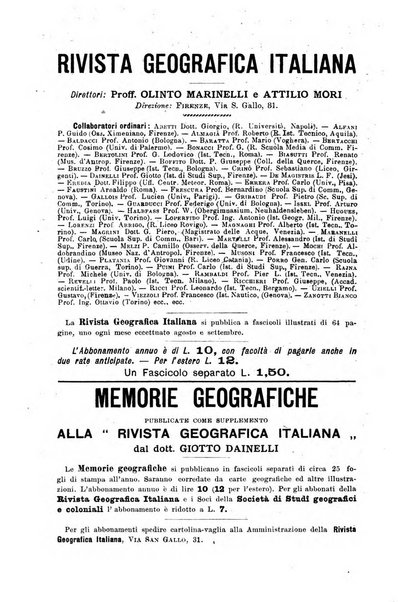 Rivista geografica italiana e Bollettino della Societa di studi geografici e coloniali in Firenze