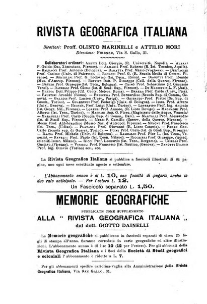 Rivista geografica italiana e Bollettino della Societa di studi geografici e coloniali in Firenze