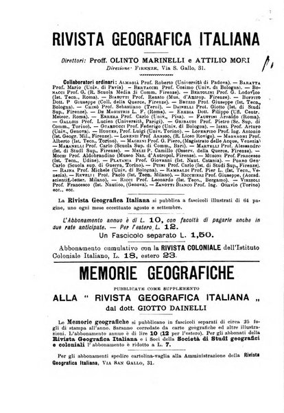 Rivista geografica italiana e Bollettino della Societa di studi geografici e coloniali in Firenze