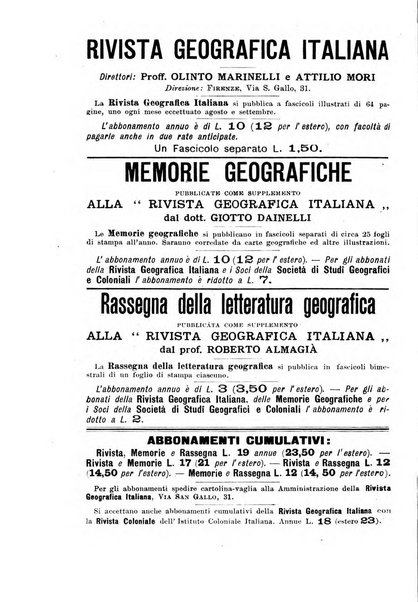 Rivista geografica italiana e Bollettino della Societa di studi geografici e coloniali in Firenze