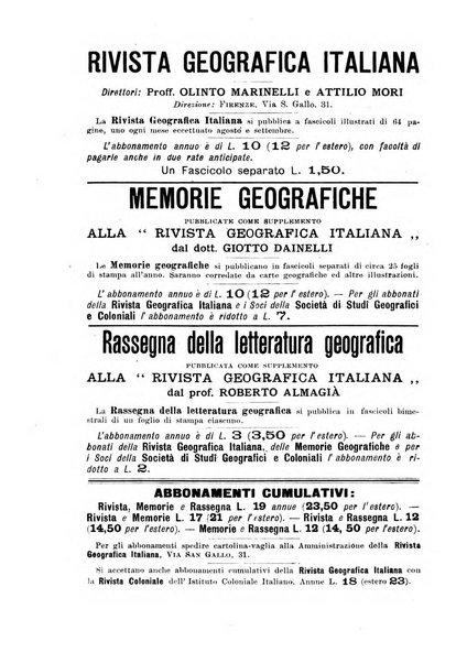 Rivista geografica italiana e Bollettino della Societa di studi geografici e coloniali in Firenze