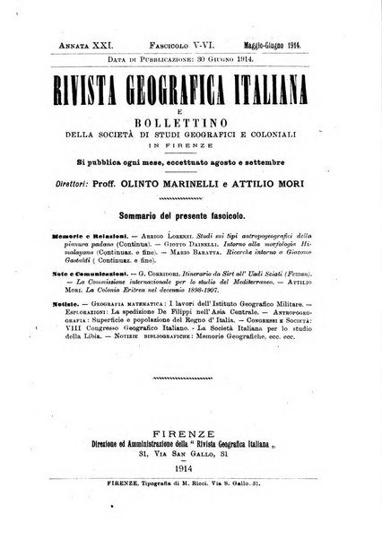 Rivista geografica italiana e Bollettino della Societa di studi geografici e coloniali in Firenze