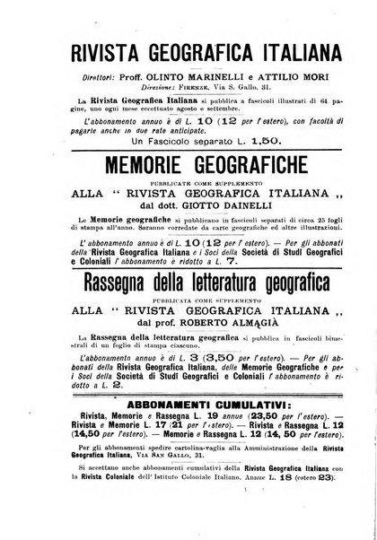 Rivista geografica italiana e Bollettino della Societa di studi geografici e coloniali in Firenze