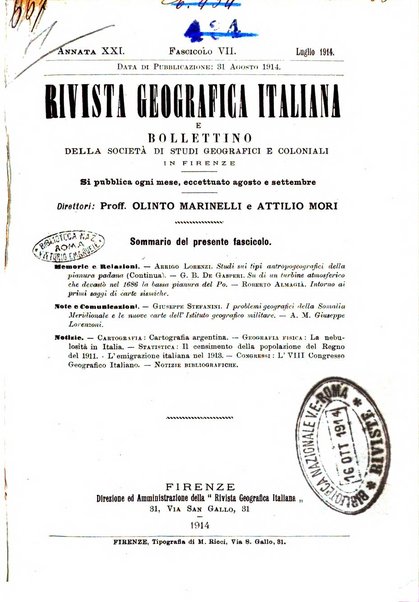 Rivista geografica italiana e Bollettino della Societa di studi geografici e coloniali in Firenze