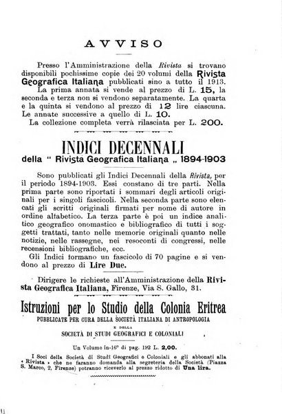 Rivista geografica italiana e Bollettino della Societa di studi geografici e coloniali in Firenze