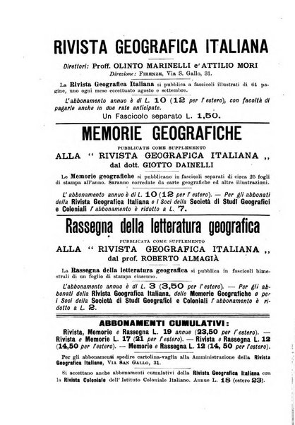 Rivista geografica italiana e Bollettino della Societa di studi geografici e coloniali in Firenze