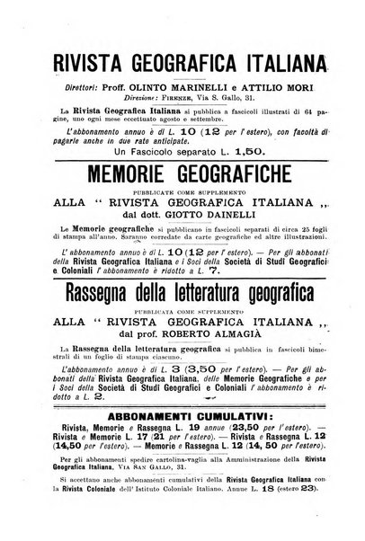 Rivista geografica italiana e Bollettino della Societa di studi geografici e coloniali in Firenze