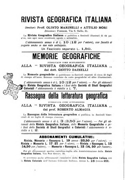 Rivista geografica italiana e Bollettino della Societa di studi geografici e coloniali in Firenze