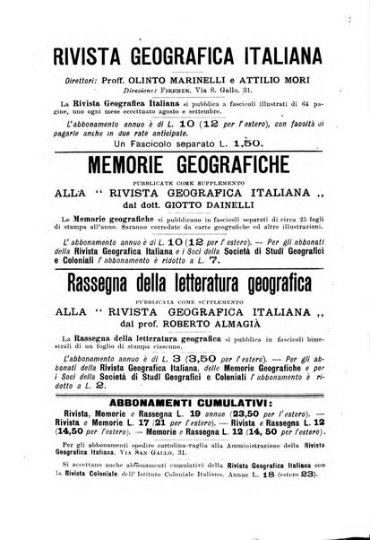 Rivista geografica italiana e Bollettino della Societa di studi geografici e coloniali in Firenze