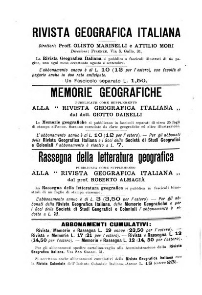 Rivista geografica italiana e Bollettino della Societa di studi geografici e coloniali in Firenze