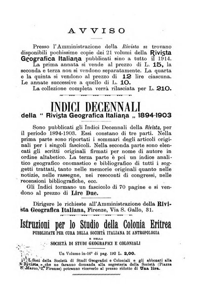 Rivista geografica italiana e Bollettino della Societa di studi geografici e coloniali in Firenze