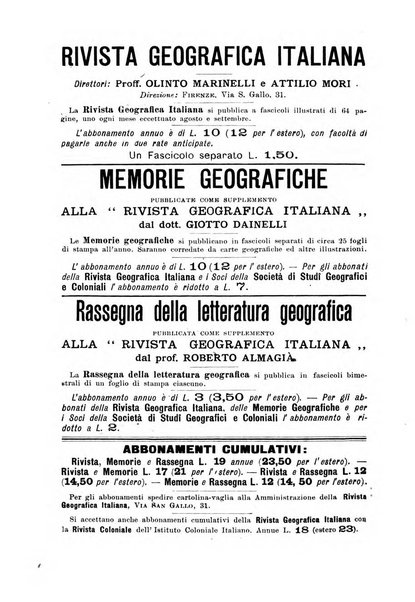 Rivista geografica italiana e Bollettino della Societa di studi geografici e coloniali in Firenze