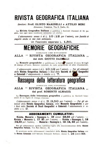 Rivista geografica italiana e Bollettino della Societa di studi geografici e coloniali in Firenze