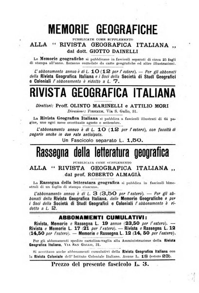 Rivista geografica italiana e Bollettino della Societa di studi geografici e coloniali in Firenze