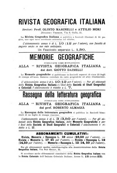 Rivista geografica italiana e Bollettino della Societa di studi geografici e coloniali in Firenze