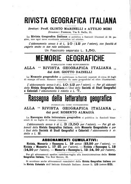 Rivista geografica italiana e Bollettino della Societa di studi geografici e coloniali in Firenze