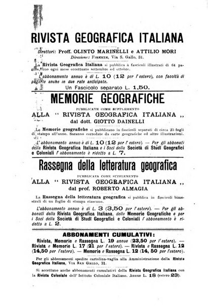 Rivista geografica italiana e Bollettino della Societa di studi geografici e coloniali in Firenze