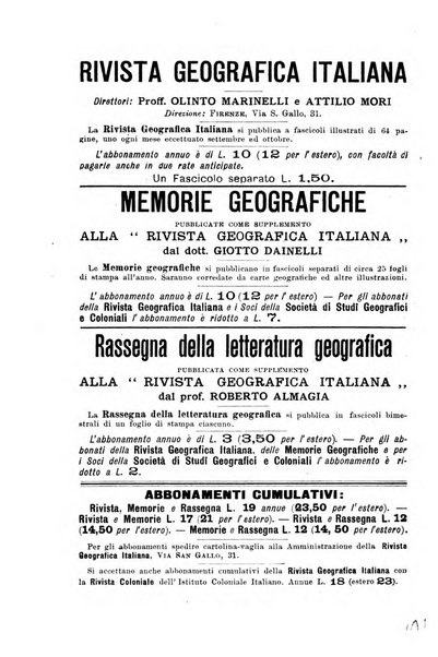 Rivista geografica italiana e Bollettino della Societa di studi geografici e coloniali in Firenze