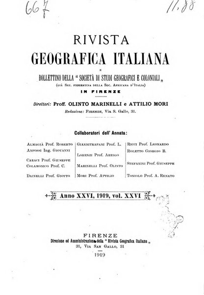 Rivista geografica italiana e Bollettino della Societa di studi geografici e coloniali in Firenze