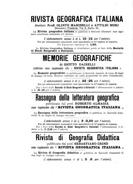 Rivista geografica italiana e Bollettino della Societa di studi geografici e coloniali in Firenze