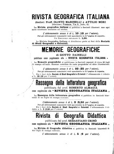 Rivista geografica italiana e Bollettino della Societa di studi geografici e coloniali in Firenze