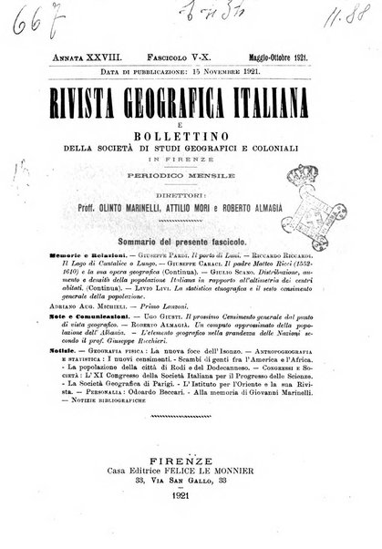 Rivista geografica italiana e Bollettino della Societa di studi geografici e coloniali in Firenze