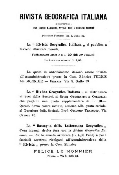 Rivista geografica italiana e Bollettino della Societa di studi geografici e coloniali in Firenze