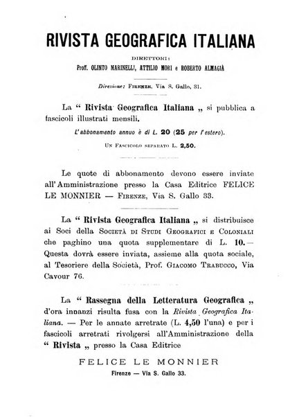 Rivista geografica italiana e Bollettino della Societa di studi geografici e coloniali in Firenze