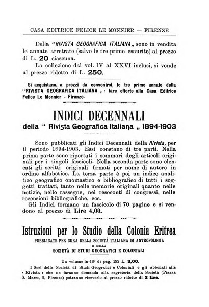 Rivista geografica italiana e Bollettino della Societa di studi geografici e coloniali in Firenze