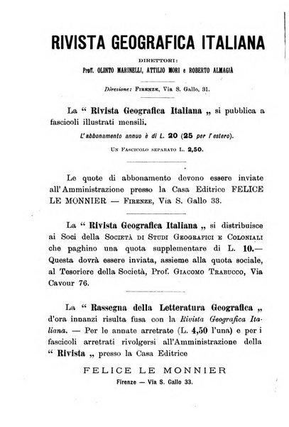 Rivista geografica italiana e Bollettino della Societa di studi geografici e coloniali in Firenze