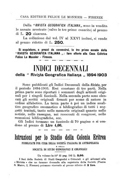 Rivista geografica italiana e Bollettino della Societa di studi geografici e coloniali in Firenze