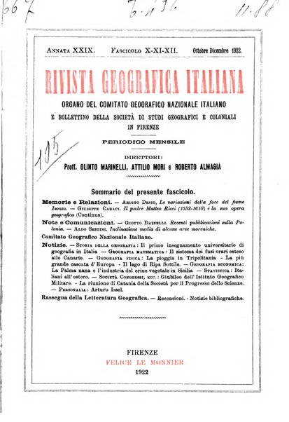 Rivista geografica italiana e Bollettino della Societa di studi geografici e coloniali in Firenze