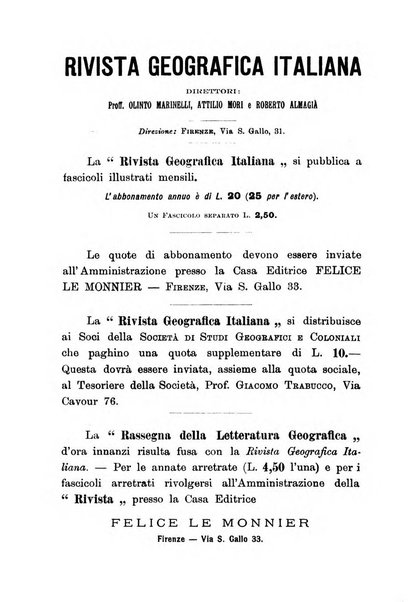 Rivista geografica italiana e Bollettino della Societa di studi geografici e coloniali in Firenze