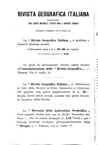 Rivista geografica italiana e Bollettino della Societa di studi geografici e coloniali in Firenze