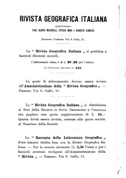 Rivista geografica italiana e Bollettino della Societa di studi geografici e coloniali in Firenze