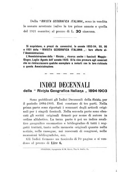 Rivista geografica italiana e Bollettino della Societa di studi geografici e coloniali in Firenze