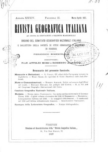 Rivista geografica italiana e Bollettino della Societa di studi geografici e coloniali in Firenze