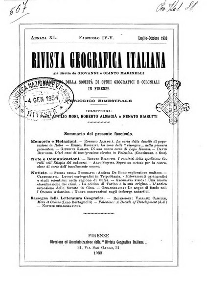 Rivista geografica italiana e Bollettino della Societa di studi geografici e coloniali in Firenze