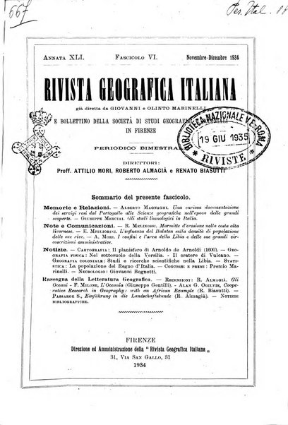 Rivista geografica italiana e Bollettino della Societa di studi geografici e coloniali in Firenze