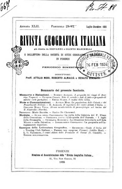 Rivista geografica italiana e Bollettino della Societa di studi geografici e coloniali in Firenze